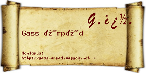 Gass Árpád névjegykártya